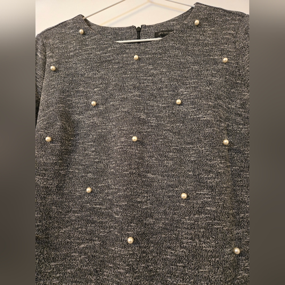 EUC Ann Taylor Pearl Dress Gray, Lined - Picture 2 of 9